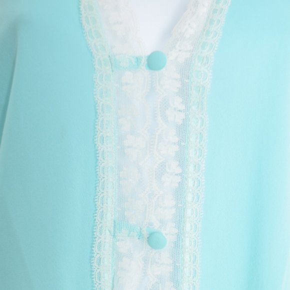 vintage 70s lingerie romper blue white lace teddy negligee one piece pajamas XS - Picture 3 of 6